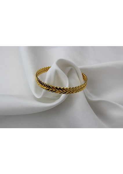 başak burma – ışıltılı desenli altın /altın kaplama bilezik