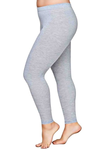 Rahat Kalıp Yüksek Bel Ağlı Gri Penye Tayt