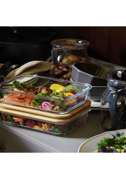 365+ Cam Saklama Kabı-Bambu 1lt Dikdörtgen fiyatları