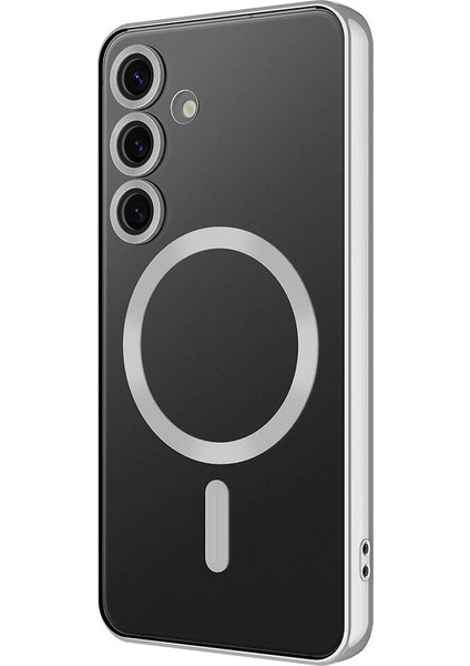Samsung Galaxy S25 Plus Kılıf Kamera Lens Korumalı Renkli Magsafe Şeffaf Silikon Gümüş