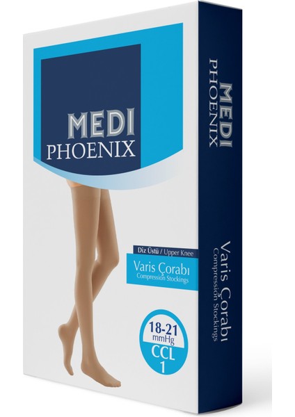 Varis Çorabı 18-21MMHG Dizüstü Ccl:1 Hafif Basınç Parmak Açık Bej