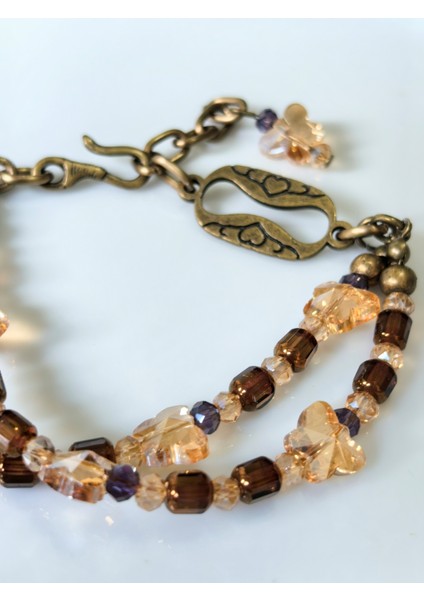 THİNBLACK BAYAN BİLEKLİK KRİSTAL TAŞLI KELEBEK FİGÜRLÜ ANTİK ALTIN RENGİNDE BİLEKLİK