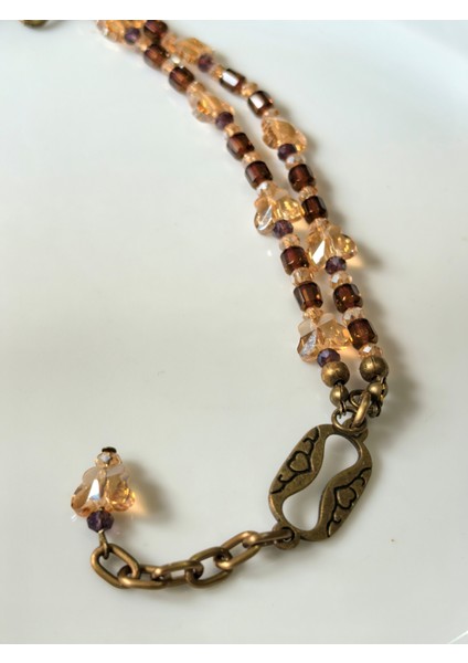 THİNBLACK BAYAN BİLEKLİK KRİSTAL TAŞLI KELEBEK FİGÜRLÜ ANTİK ALTIN RENGİNDE BİLEKLİK