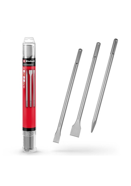 Einhell 3-Parça Sds Plus Murç Seti (Sivri, 20 mm Düz ve 40 mm Spatula, Dayanıklı 40CR Çelik) - 49190110