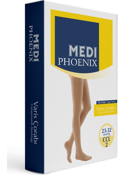 Varis Çorabı 23-32MMHG Dizüstü Ccl:2 Orta Basınç Parmak Açık Bej