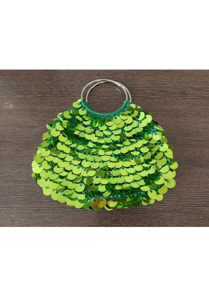 Müjde Pullu Çanta Metalik Yeşil