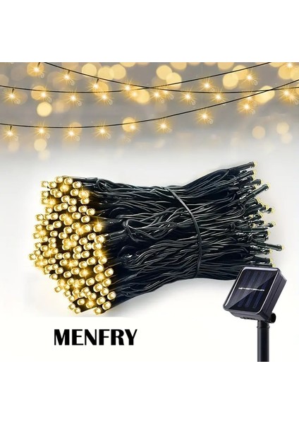 Solar Güneş Enerjili 10 Metre 100 Ledli 8 Animasyonlu Bahçe Balkon Ağaç Teras Aydınlatma Dekor Işık