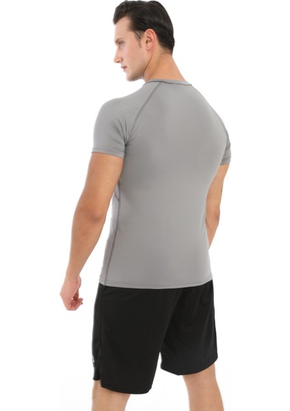 Erkek Kısa Kollu Gri Compression Fitness Gym Body Tshirt DMNS56321 fiyatları