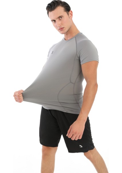 Erkek Kısa Kollu Gri Compression Fitness Gym Body Tshirt DMNS56321 fırsatları