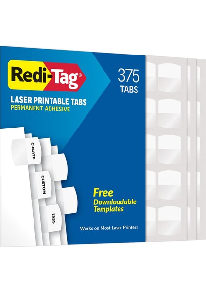 Lazer Printable Dizini Tabletler, 1 1/8 x 1 1/4, Beyaz, 375/PAKET