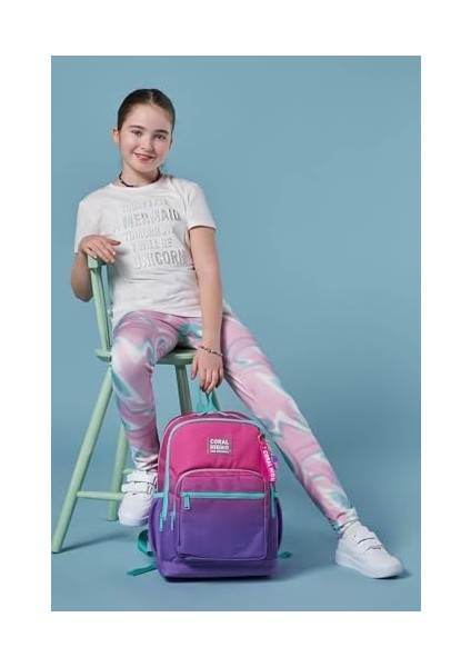 High Dört Bölmeli Pembe Mor Renk Geçişli Ilkokul Sırt Çantası - Kız Çocuk fiyatları