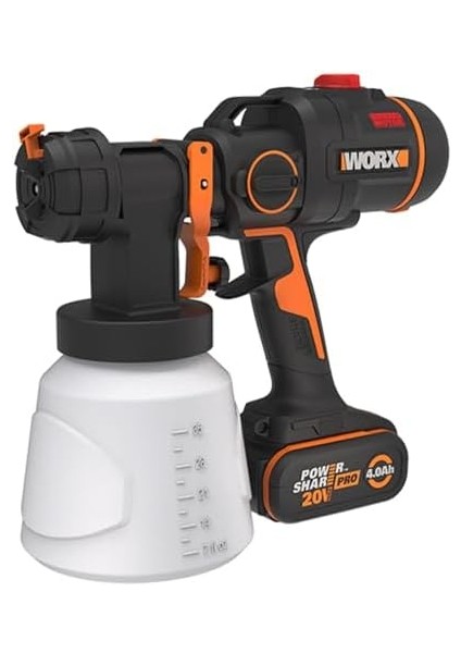 WX020 20VOLT 4.0AH. Li-Ion Tek Akülü Şarjlı Kömürsüz Devir Ayarlı Boya Tabancası + 4 Parça Yedek Nozul/meme fiyatları