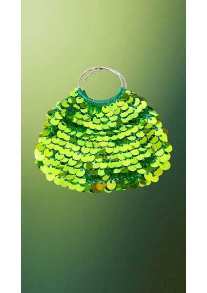 Müjde Pullu Çanta Metalik Yeşil