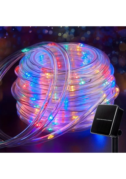 Solar Güneş Enerjili Hortum Kaplamalı 10 Metre 100 LED Iç Dış Mekan Bahçe Balkon Teras Aydınlatma Dekor