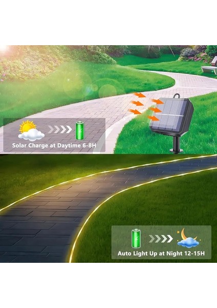 Solar Güneş Enerjili Hortum Kaplamalı 10 Metre 100 LED Iç Dış Mekan Bahçe Balkon Teras Aydınlatma Dekor fiyatları