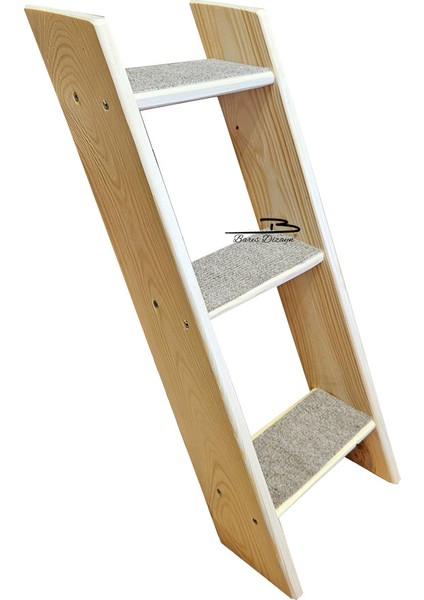Doğalahşap Büyük Boy Lüks Duvar/yer Kedi Köpek Merdiveni Sağ Sol Uyumlu Halı Kaplamalı (60CM)