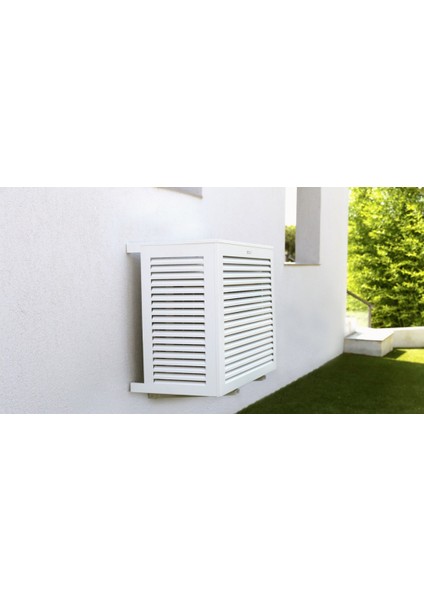 Alüminyum Klima Motoru Gizleme Kafesi 120X62X110 cm (H) Ral 9003 Beyaz Panjur Large Modeli