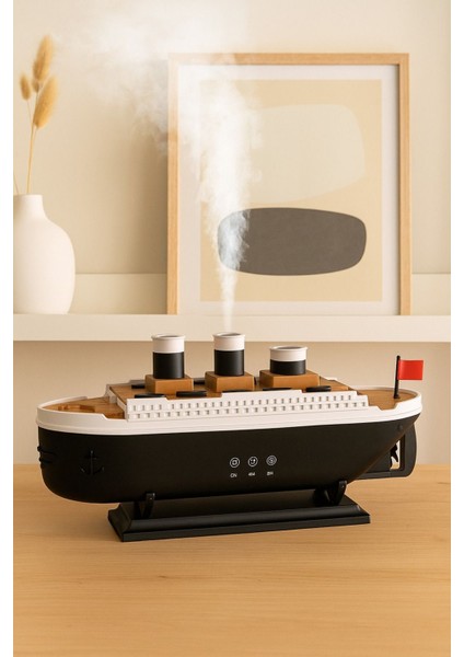 Titanik Buharlı Gemi Hava Nemlendirici | LED Işıklı Dekoratif Aromaterapi Makinesi