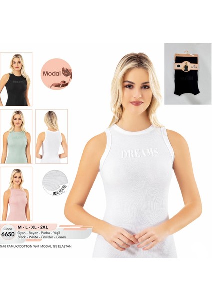 Iç Giyim Kota Modal Kaşkorse Kumaş Halter Kesim Baskılı Atlet