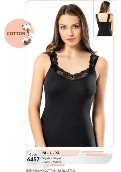 Iç Giyim Pamuk Kumaş Kalın Dantel Askılı Şık Atlet