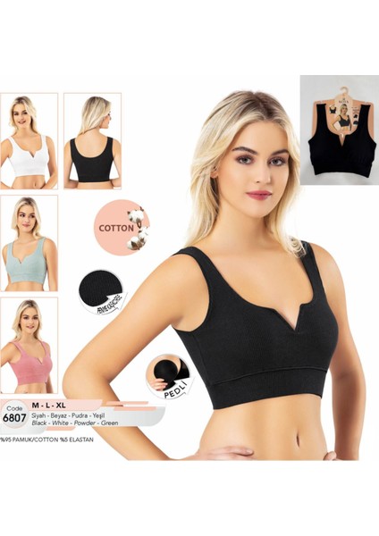 Iç Giyim Pamuklu Kaşkorse Kumaş Kalın Askılı Pedli Crop Atlet