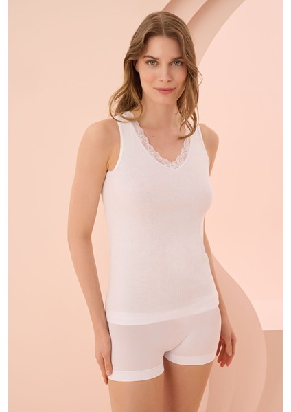 Iç Giyim (3 Adet) Nbb Geniş Askılı Dantelli Ribana Atlet fiyatları