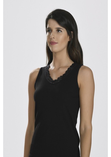 Iç Giyim (3 Adet) Nbb Geniş Askılı Dantelli Ribana Atlet