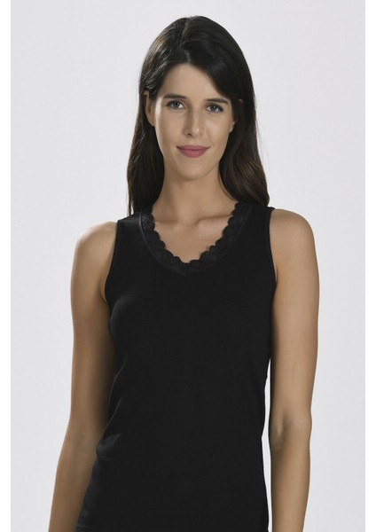 Iç Giyim (3 Adet) Nbb Geniş Askılı Dantelli Ribana Atlet modelleri