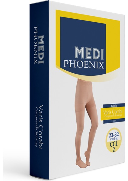 Varis Çorabı 23-32MMHG Külotlu Ccl:2 Orta Basınç Parmak Açık Bej