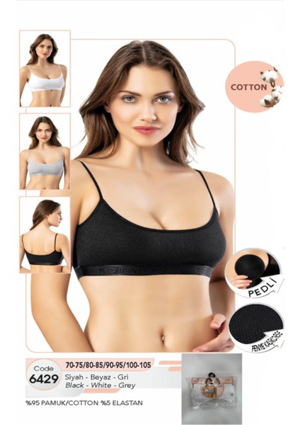 Iç Giyim Pamuk Kumaş Penye Kaşkorse Ince Askılı Pedli Büstiyer Atlet