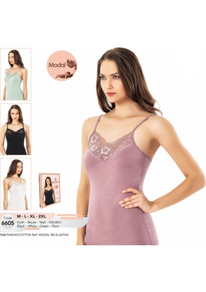 Iç Giyim Kota Modal Kumaş Ince Önü Dantel Atlet