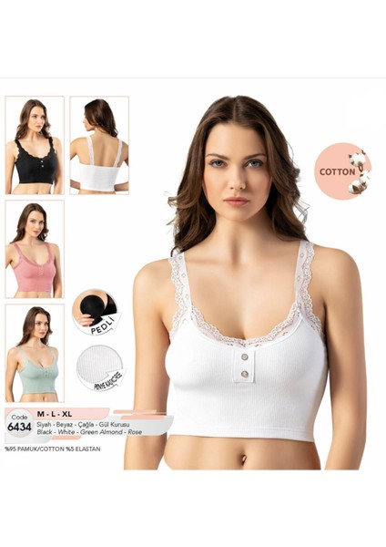 Iç Giyim Kota Pamuk&likra Kumaş Dantel Askılı Pedli Kaşkorse Atlet