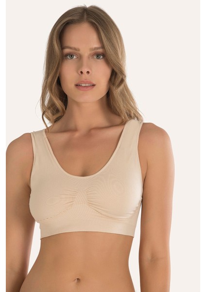 Iç Giyim (3 Adet) Nbb Kalın Askılı Spor Kesim Pedsiz Dikişsiz Yarım Büstiyer Atlet