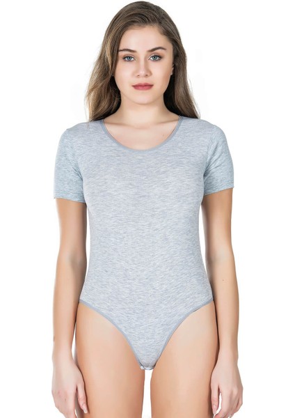 Iç Giyim Derya Kurşun Pamuk Kumaş Yarım Kol Oval Yaka Çıt Çıtlı Body Atlet