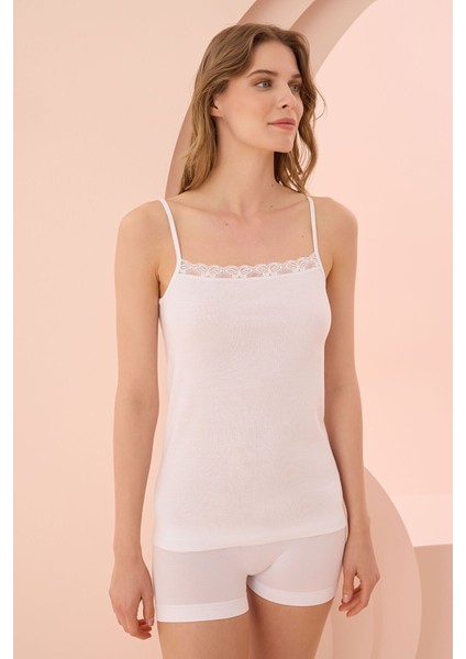 Iç Giyim (3 Adet) Nbb Dantel Detaylı Ribana Ince Askılı Atlet