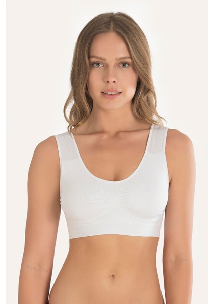 Iç Giyim (3 Adet) Nbb Kalın Askılı Spor Kesim Pedsiz Dikişsiz Yarım Büstiyer Atlet