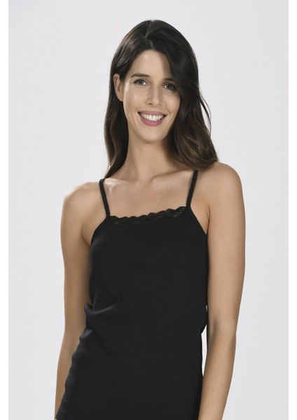 Iç Giyim (3 Adet) Nbb Dantel Detaylı Ribana Ince Askılı Atlet