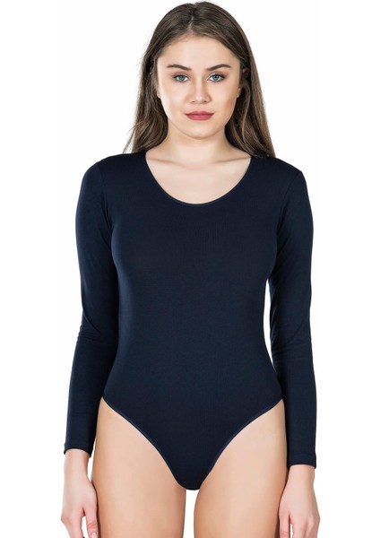 Iç Giyim Derya Kurşun Pamuk Kumaş Uzun Kol Oval Yaka Çıt Çıtlı Body Atlet