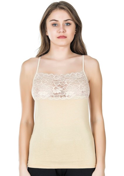 Iç Giyim Derya Kurşun Ince Askılı Önü Dantel Atlet