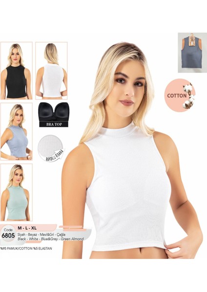 Iç Giyim Pamuklu Kumaş Kolsuz Kaşkorse Crop Atlet