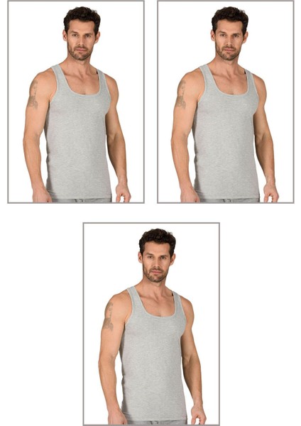 3'lü Paket Erkek %100 Pamuklu Süprem Esnek Rahat Kalın Askılı Örme Atlet