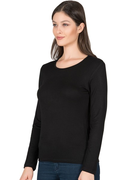 7124 Kadın Premium Yumuşak Rahat Kumaş Viskon Bisiklet Yaka Uzun Kollu Örme Bluz modelleri