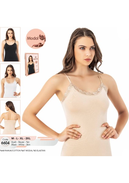 Iç Giyim Kota Modal Kumaş Ince Dantel Kenar Atlet