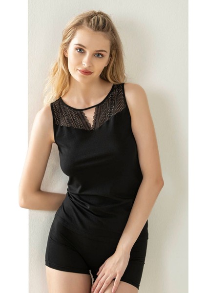 Kadın Pamuklu Modal Esnek Yumuşak Önü Dantelli Kalın Askılı Atlet modelleri