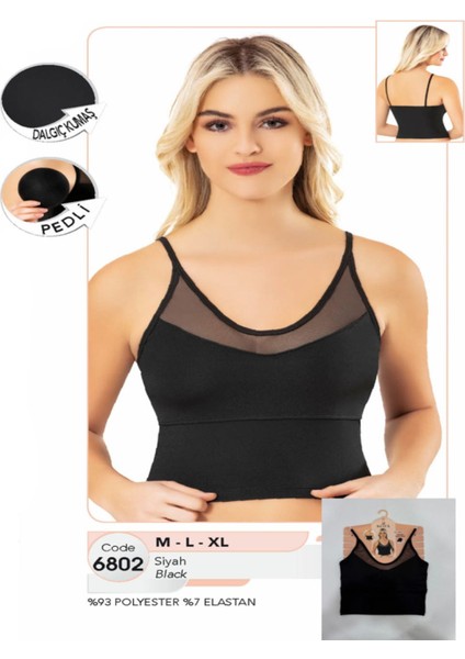 Iç Giyim Polyester Dalgıç Kumaş Pedli Crop Atlet