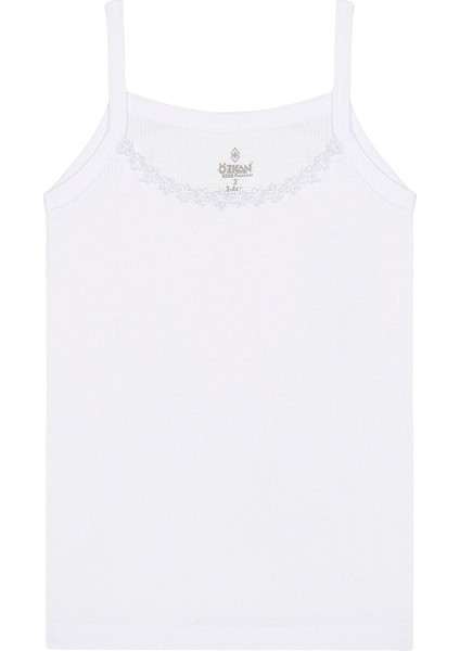 6'li Paket Kız Çocuk Ribana %100 Pamuklu Esnek Rahat Ip Askılı Yakası Brode Papatya Detaylı Atlet fiyatları