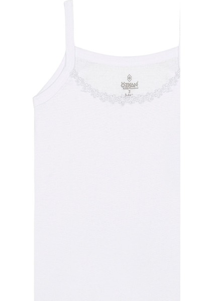 6'li Paket Kız Çocuk Ribana %100 Pamuklu Esnek Rahat Ip Askılı Yakası Brode Papatya Detaylı Atlet fırsatları