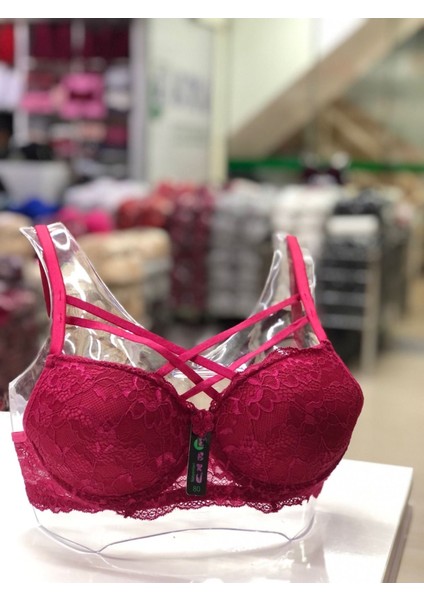 Iç Giyim Ebru Lüx Silikonlu Desteksiz Balenli Dantel Çapraz Sütyen (Sütyen Yıkama Topu Hediyeli )