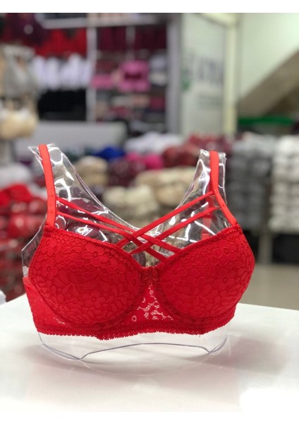 Iç Giyim Ebru Lüx Silikonlu Destekli Balenli Dantel Çapraz Sütyen (Sütyen Yıkama Topu Hediyeli )