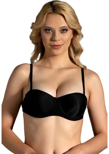 Iç Giyim New Bra Balenli Push Up Destekli Sırtı Şeffaf Straplez Sütyen